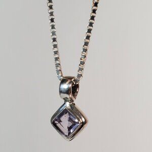 Sterling Silver 925 Necklace with Purple Stone Pendant